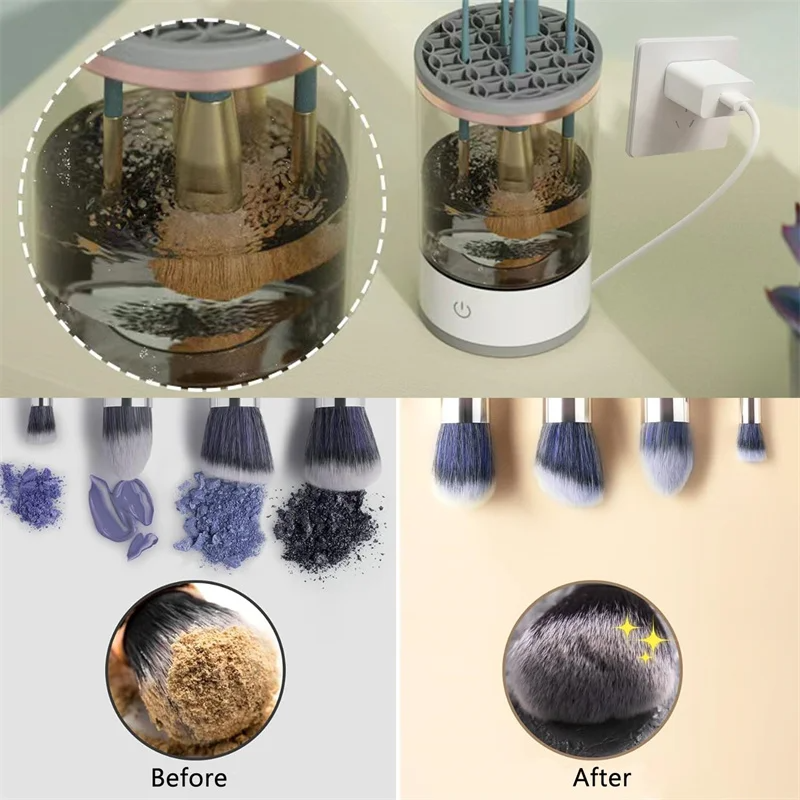 Electric makeup brush cleaner